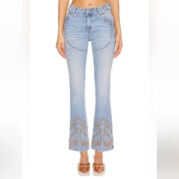 Understated Leather Western Stretch Jeans Cowboy Tears Blue Denim Women’s 24 - Picture 1 of 13